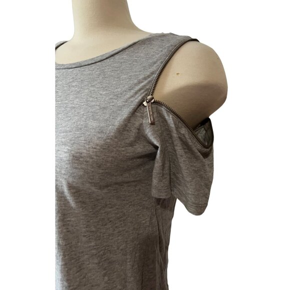 Michael Kors Grey Zipper Sleeve T shirt Blouse Sz Small Soft Basic Casual Shirt - Picture 4 of 9